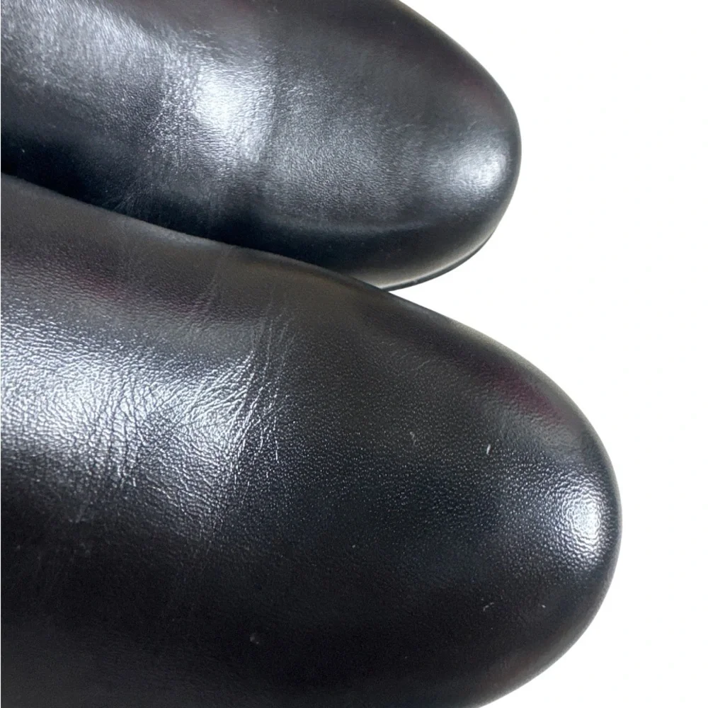 Black Leather Ankle Boots 8M Comfort Low Heel Booties Minimalist Business Casual